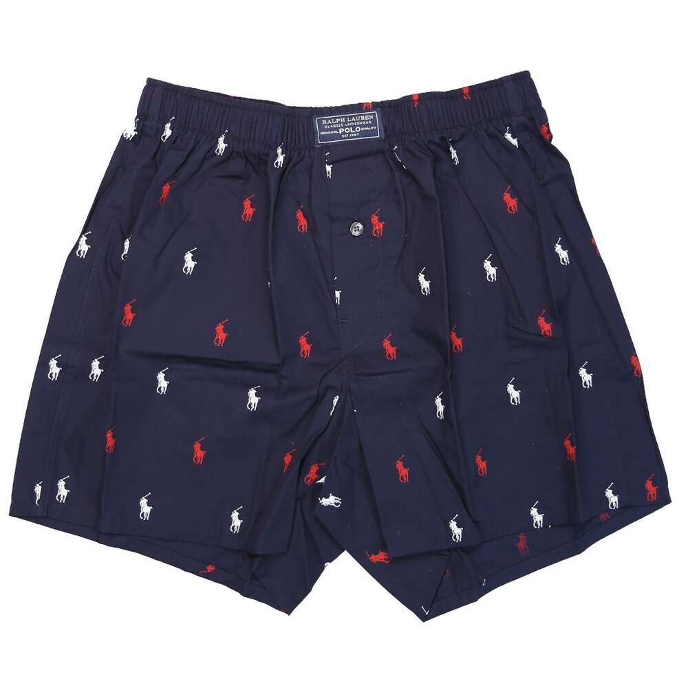 NWT Polo Ralph Lauren Men's Multi Pony Boxer Shorts - Navy, Size S, 100% Cotton